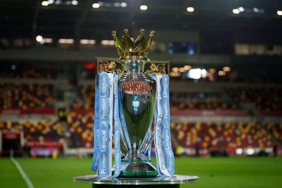 Brentford, UK. 29th Dec, 2021. The Premier League Trophy on display pre match during the Premier League match between Brentford and Manchester City at the Brentford Community Stadium, Brentford, England on 29 December 2021. Photo by Andy Rowland. Credit: