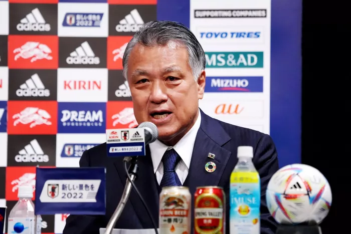 Tokyo, Japan. 1st Nov, 2022. Kozo Tashima (JPN) Football/Soccer : Japan head coach Hajime Moriyasu attends the press conference to announce the squad for the FIFA World Cup Qatar 2022 in Tokyo, Japan . Credit: SportsPressJP/AFLO/Alamy Live News