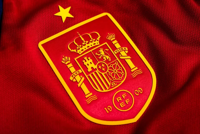 Close up of National Football team crest on home kit. FIFA World Cup Qatar 2022.