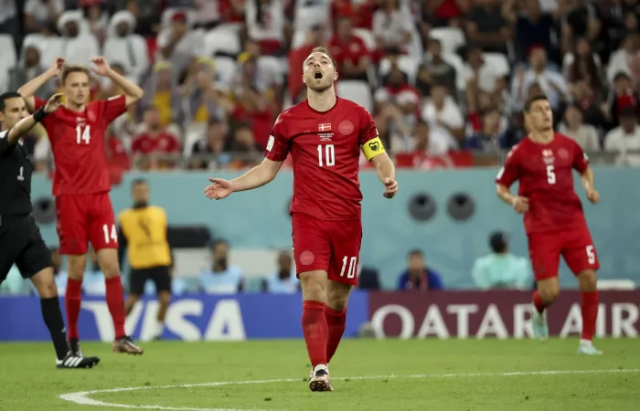 Christian Eriksen of Denmark during the FIFA World Cup 2022, Group D football match between Denmark and Tunisia on November 22, 2022 at Education City Stadium in Doha, Qatar - Photo: Jean Catuffe/DPPI/LiveMedia