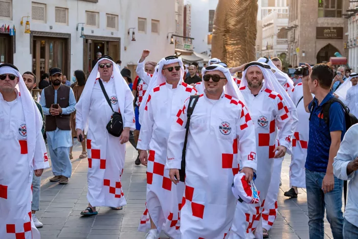 FIFA World Cup Croatia Fans in Qatari look Dress enjoying in Souq Waqif