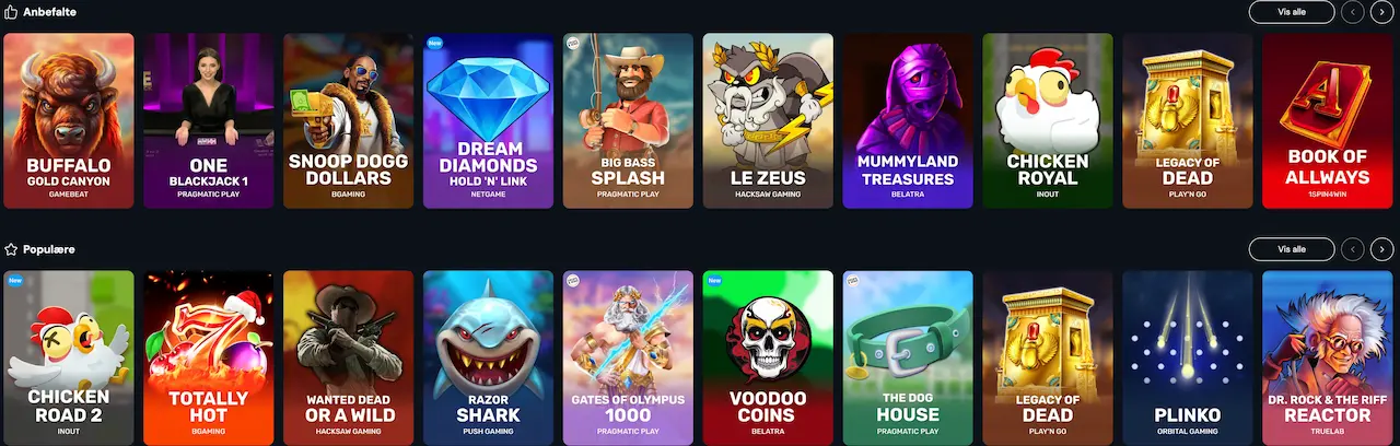 lucky wins spillutvalg